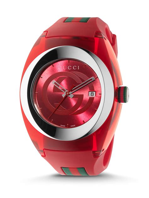 Lyst Gucci Sync Stainless Steel Rubber Watch In Red For Men