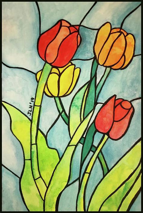 Stained Glass Tulips Patterns