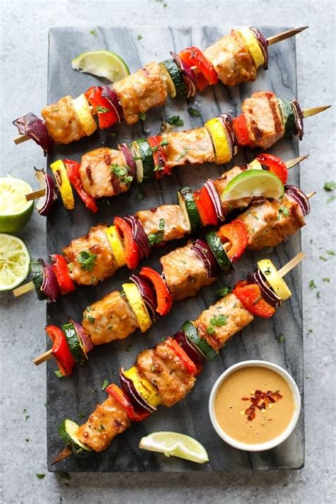 Grilled Pork Kebabs With Peanut Sauce The Real Food Dietitians