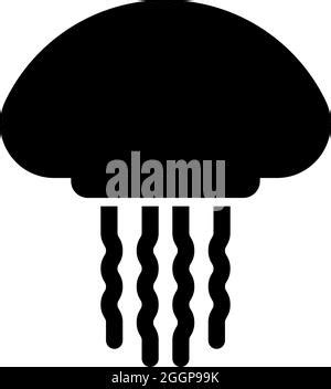 Jellyfish Silhouette Floating Medusa Flat Vector Icon Illustration