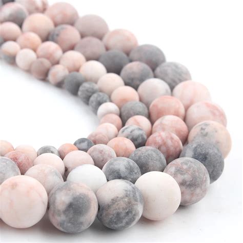 Natural Matte Stone Beads Dull Polish Pink Zebra Jaspers Tiger Eye