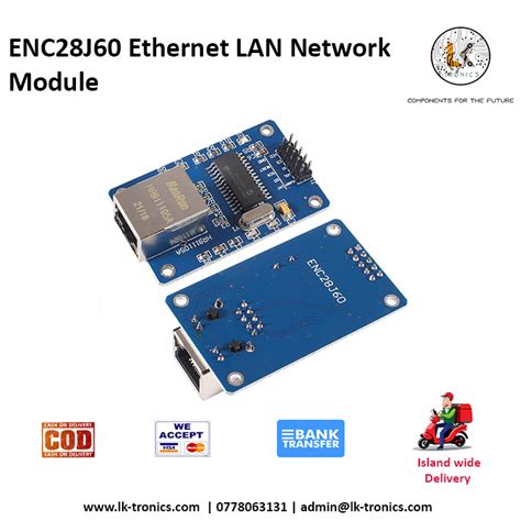 ENC28J60 Ethernet LAN Network Module SPI Interface LK Tronics