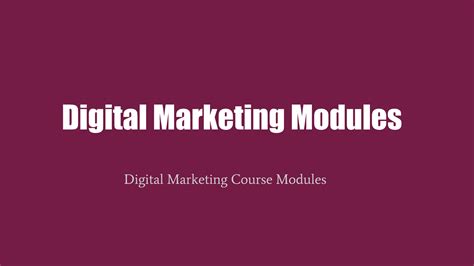 Modules In Digital Marketing Ppt