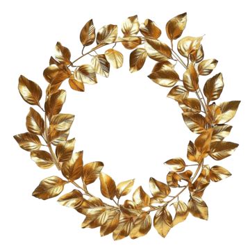 Luxury Gold Wreath Leaves Gold Border Wreath PNG Transparent Image