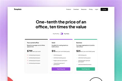 Webflow Showcased Pricing Page Template