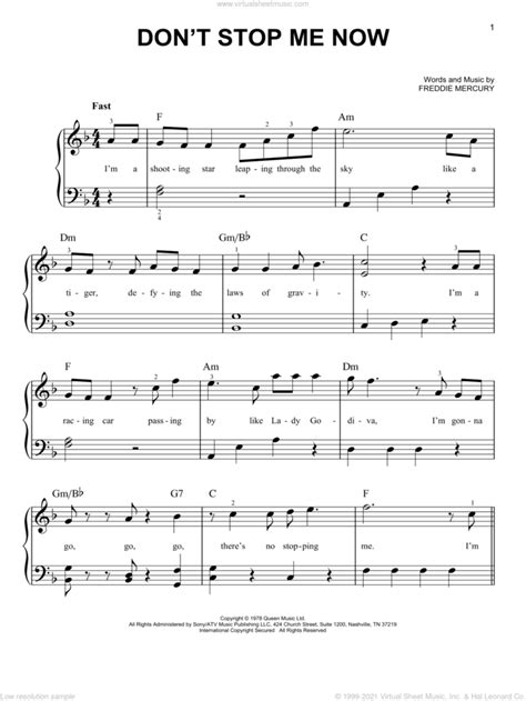 Don T Stop Me Now Sheet Music Easy For Piano Solo Pdf