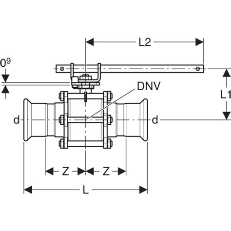 Geberit Mapress Stainless Steel Ball Valve With Actuator Lever Flanged