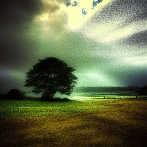 Beautiful Landscape Raining Dramatic Light · Creative Fabrica