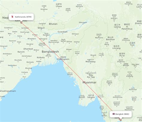 All flight routes from Bangkok to Kathmandu, BKK to KTM - Flight Routes