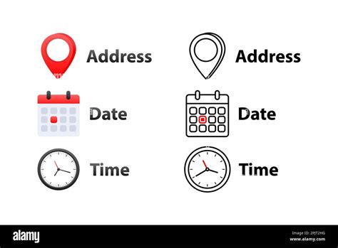 Address Date Time Icons Event Elements Location Place Date