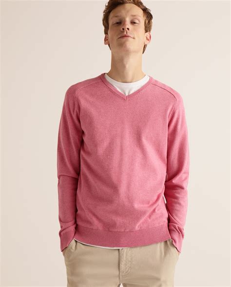 Camisola De Malha Rosa De Homem Decote Em Bico Easy Wear El