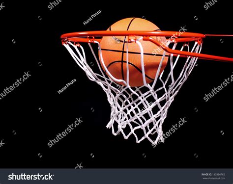 Basketball Hoop On Black Background Stock Photo (Edit Now) 180366782 ...