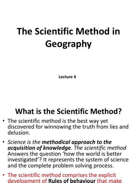 Lecture 4 The Scientific Method In Geography Sk Scientific Method