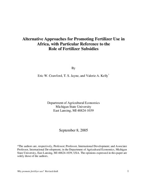 Pdf Alternative Approaches For Promoting Fertilizer Use In Africa