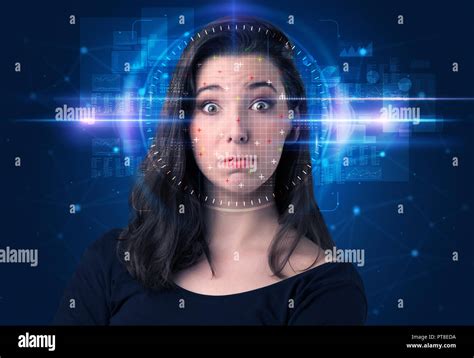 Biometric Verification Woman Face Detection High Technology Concept