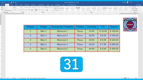 Insertar Y Editar Tablas Curso De Word 2019 Video 31 55 YouTube