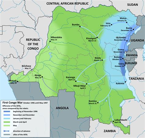 The map of the Congolese rebel group Alliance of Democratic Forces for