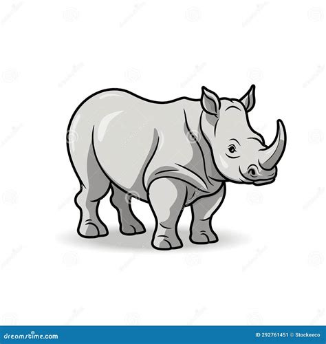 Cartoon Rhino: Simplistic Stick Figure Style on White Background Stock ...