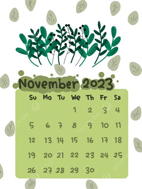 Calendar November 2023 The Theme Is Foliage Template Download On Pngtree