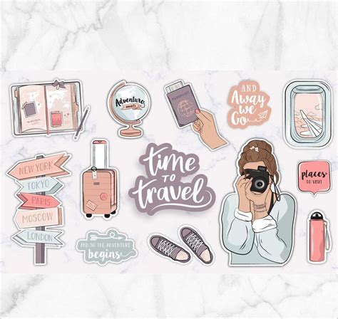 Bundle Of Travel Aesthetics Pack Vinyl Stickers Laptop