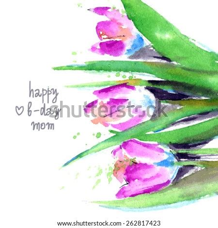 Happy Birthday Watercolor Flowers Stock Photos, Images, & Pictures | Shutterstock