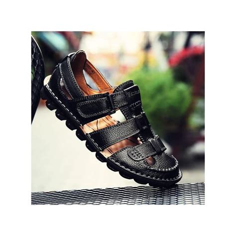 Fashion 2020 Mens Fashion Slippers Sandals Leather Slippers Black