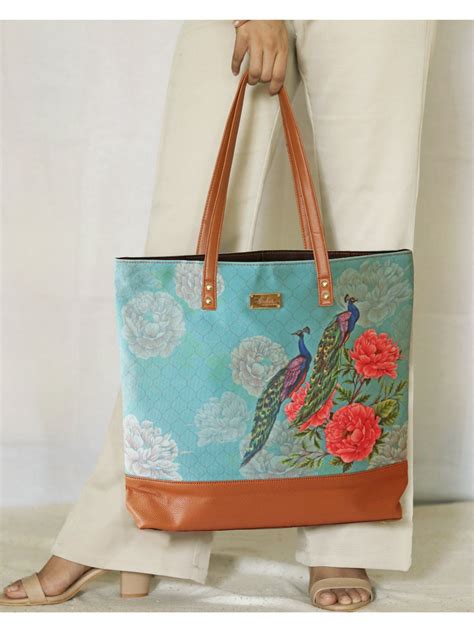 Strokes By Namrata Mehta Peacocks And Peonies Tote Bag For Women Buy