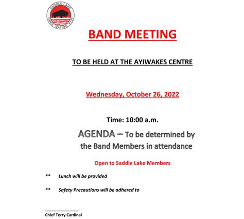 Saddle Lake Cree Nation Band Meeting Saddle Lake Post Secondary