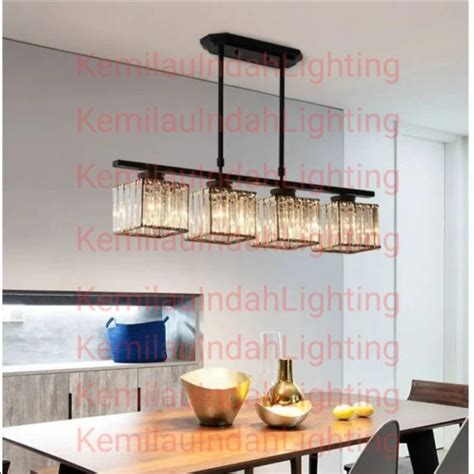 Jual SL7288 4 LAMPU GANTUNG HIAS KRISTAL HITAM MINIMALIS MODERN ELEGAN