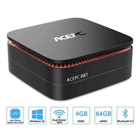 ACEPC AK1 Мини ПК Windows 10 Мини компьютер Intel Celeron J3455 4G 64G ...