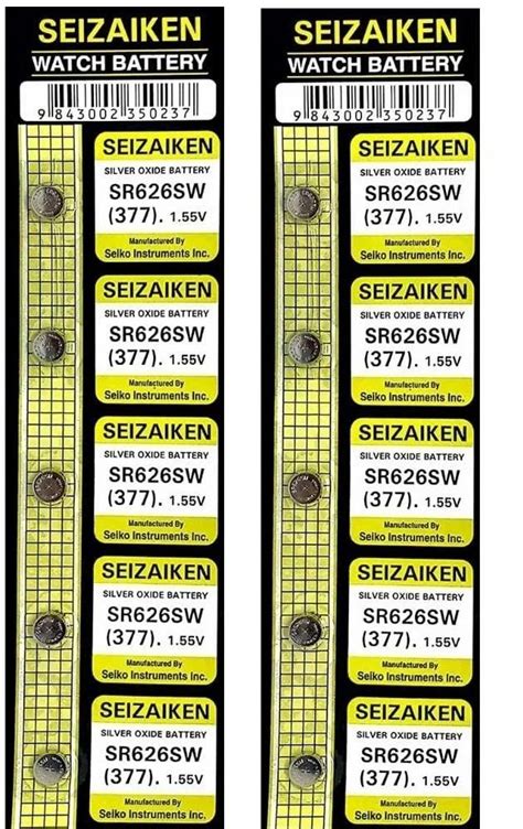 Seizaiken SR626SW 377 Silver Oxide Watch Battery Pack Of 10 Free