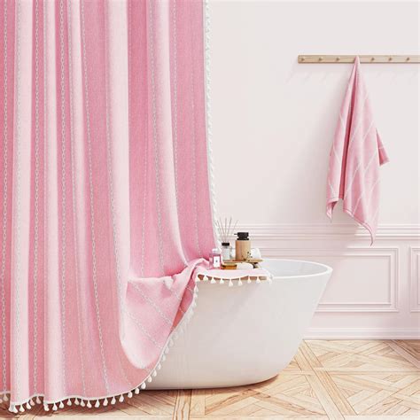 Amazon BTTN Extra Long Shower Curtain 72x84 Long Pink Boho Chic