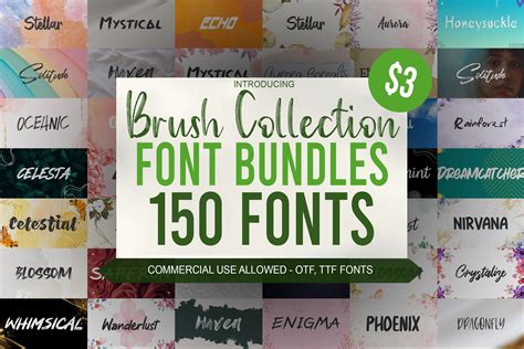 Brush Fonts Bundle Collection Paintbrush Font, Inked Fonts, Cricut Font, Canva Fonts, Procreate ...