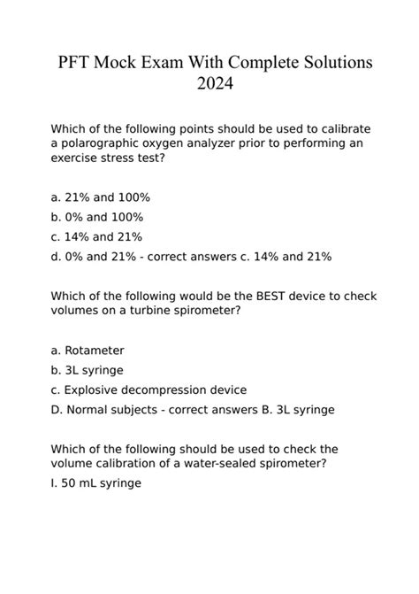 Pft Mock Exam With Complete Solutions Cpft Stuvia Us