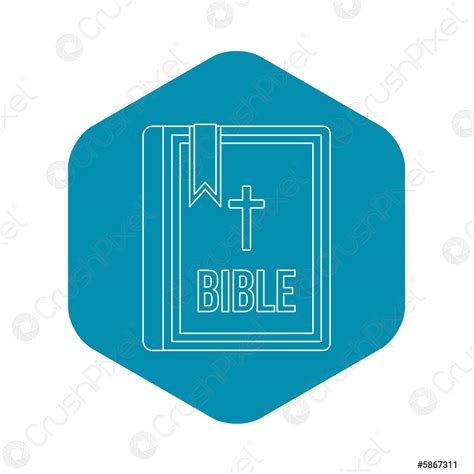 Bible Icon In Outline Style Stock Vector Crushpixel