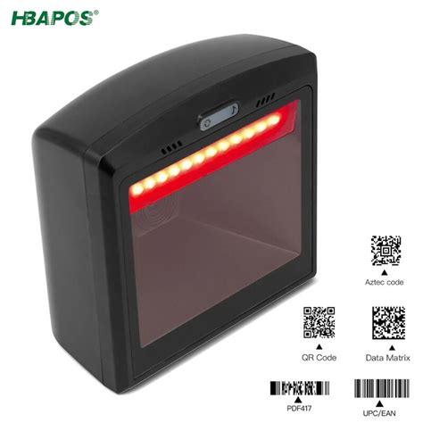 HBAPOS Handsfree 2D 1D Barcode Scanner Omnidirectional Desktop QR Bar