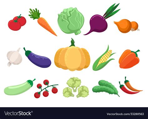 Cartoon Farm Vegetables Set Royalty Free Vector Image