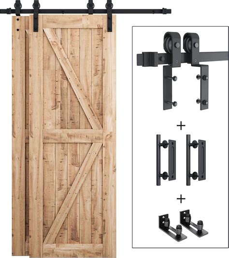 Smartstandard 5 Feet Bypass Sliding Barn Door Hardware Kit