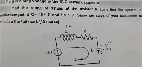 Solved If V T Is A Step Voltage In The RLC Network Shown In Chegg