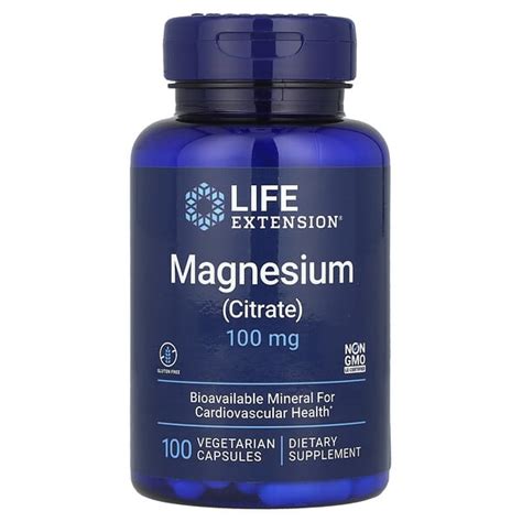 Life Extension Magnesium Citrate 100 Mg 100 Vegetarian Capsules