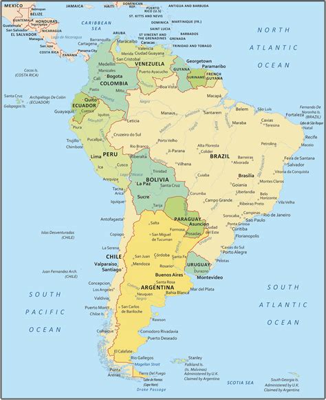 South America Map - Countries and Cities - GIS Geography