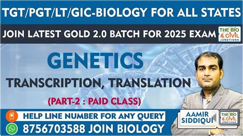 Tgt Pgt Lt Gic Dsssb Emrs Biology Genetics Paid Class By