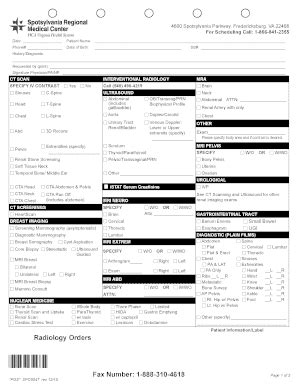 Order Forms Spotsylvania Regional Medical Center Fill Out And Sign