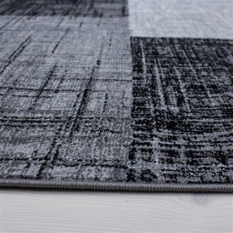 GEO Tapis Géométrique à carreaux Anthracite et Gris 200 x 290 cm