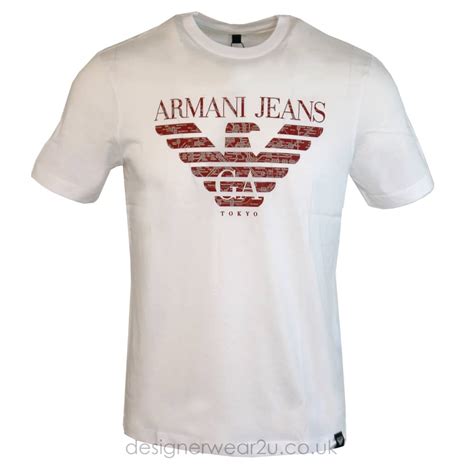 Armani Jeans White T Shirt With Large Print T Shirts From