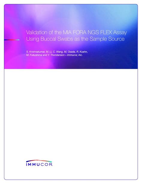 PDF Validation Of The MIA FORA NGS FLEX Assay Using Buccal Swabs