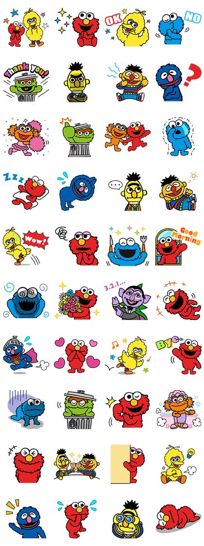 Sesame Street + Pop-Up + Animated 1, 2 & 3 LINE WhatsApp Sticker GIF PNG