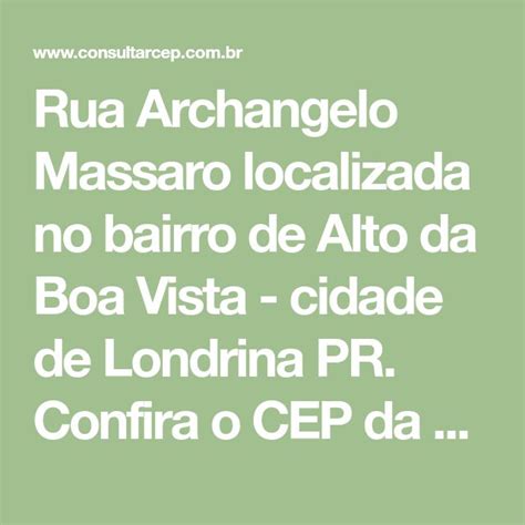 Rua Archangelo Massaro Localizada No Bairro De Alto Da Boa Vista