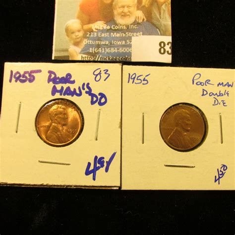 2 POOR MAN'S DOUBLE DIE 1955 WHEAT PENNIES