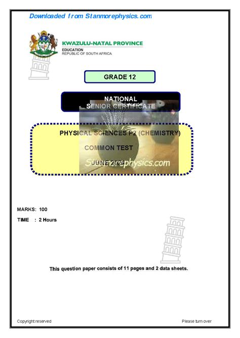 Physical Sciences June 2014 Exemplar 8